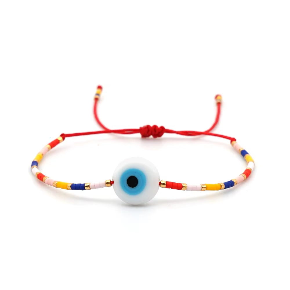 Easter Eye Rainbow Bracelet Tiny String Simple Bracelets Adjustable for Women Men Miyuki Beads Proetction Luck Multicolor
