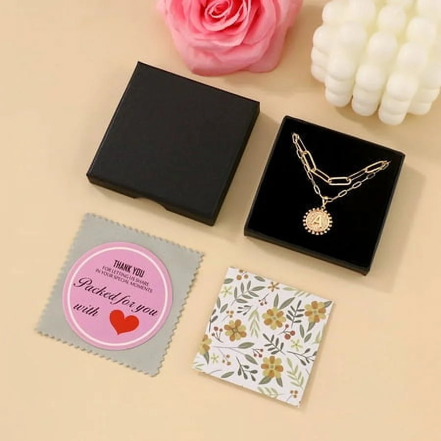 Tingn Gold Initial Necklaces for Women Layering Paperclip Link Coin Jewelry Gift