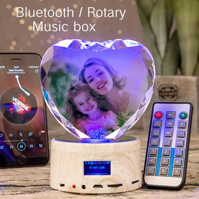 Rgb Lamp Love Crystal Custom 3D Laser Etched Photo Frame Engrave Crystal Glass Wedding Birthday Gift for Mom and Wife Lover
