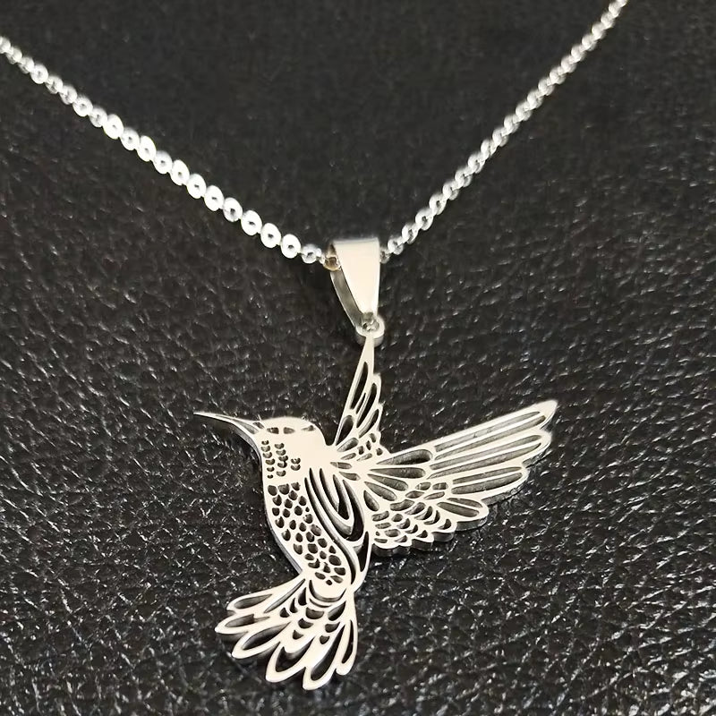 Hummingbird Pendant Stainless Steel Necklaces for Women Bird Necklace Hummingbird Colibri Jewelry Acero Inoxidable Joyeria N742