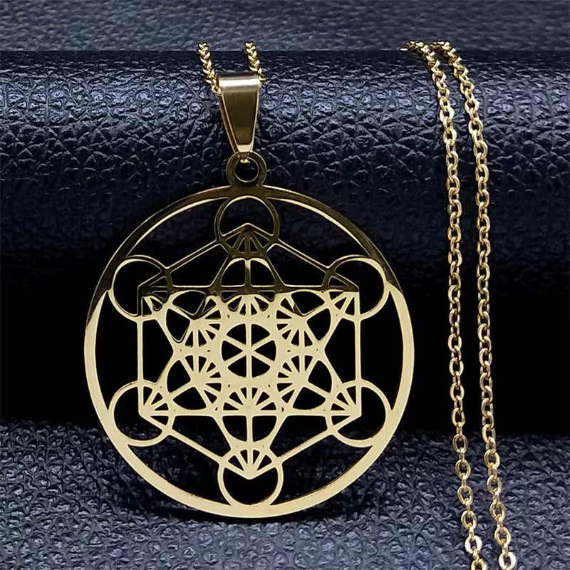 Seven Archangels Amulet Stainless Steel Necklaces Men Seal of Solomon Talisman Necklace Protection Jewelry Collar Hombre N1162S2