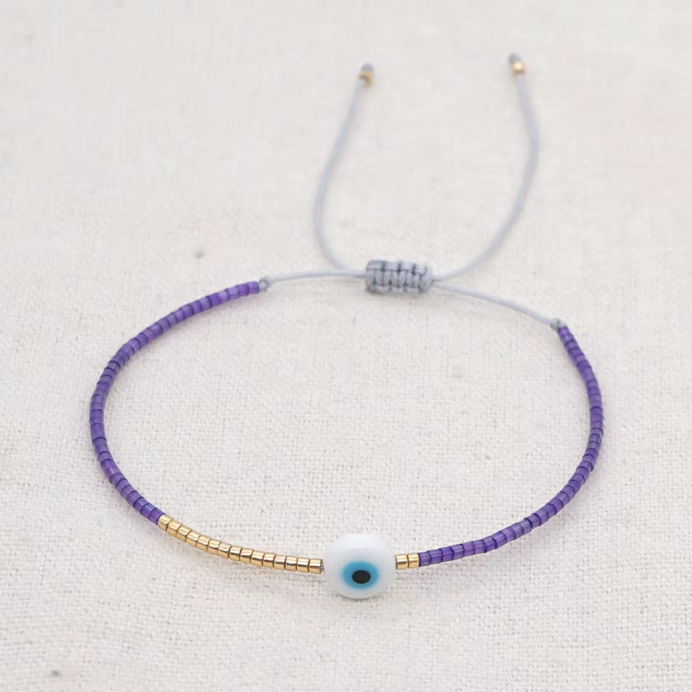 Easter Eye Rainbow Bracelet Tiny String Simple Bracelets Adjustable for Women Men Miyuki Beads Proetction Luck Multicolor
