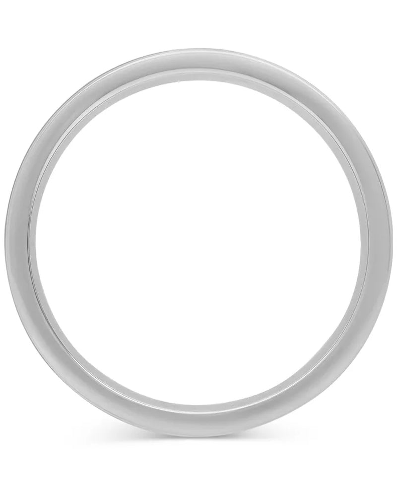 Men'S Polished Black Ceramic Segmented Band in Sterling Silver