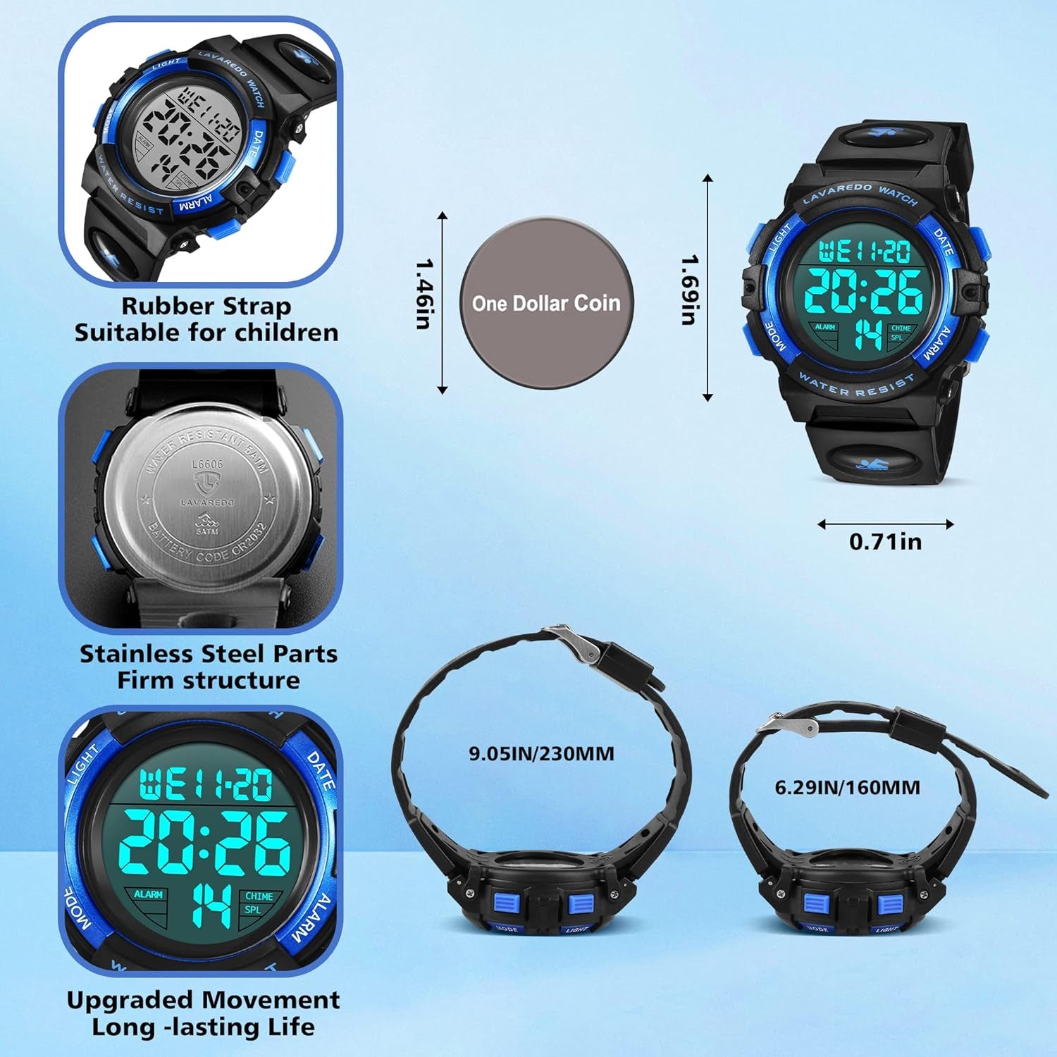 Kids Watch,Boys Watch for 3-15 Year Old Boys,Digital Sport Outdoor Multifunctional Chronograph LED 50 M Waterproof Alarm Calendar Analog Watch for Children with Silicone Band,Kids Gift