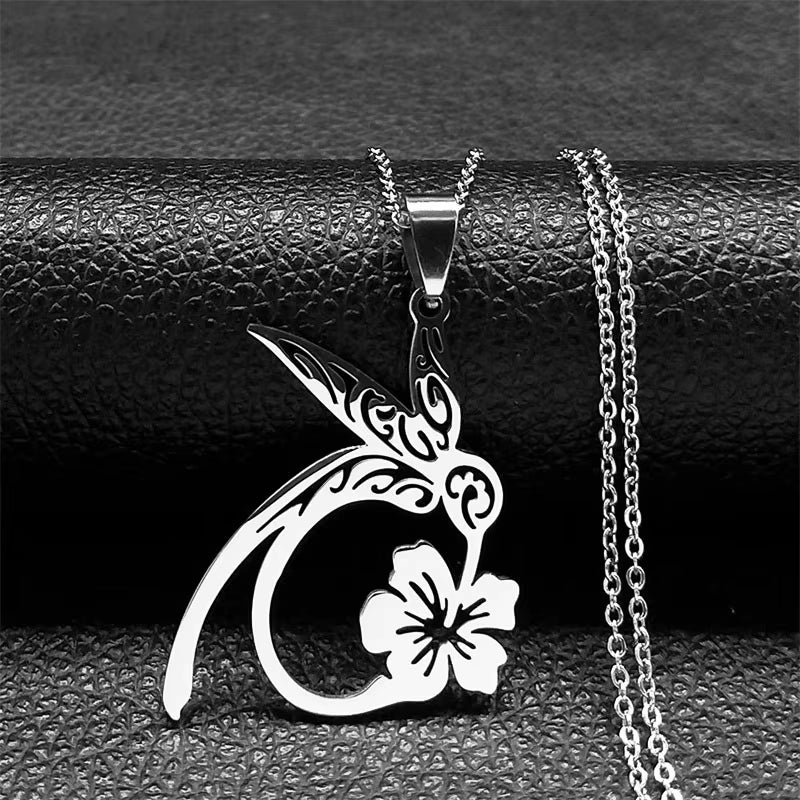 Hummingbird Pendant Stainless Steel Necklaces for Women Bird Necklace Hummingbird Colibri Jewelry Acero Inoxidable Joyeria N742