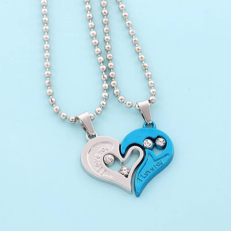 Korean Fashion Magnetic Couple Necklace for Lovers Gothic Punk Heart Pendant Necklace for Men Women Necklaces Party Gift Jewelry