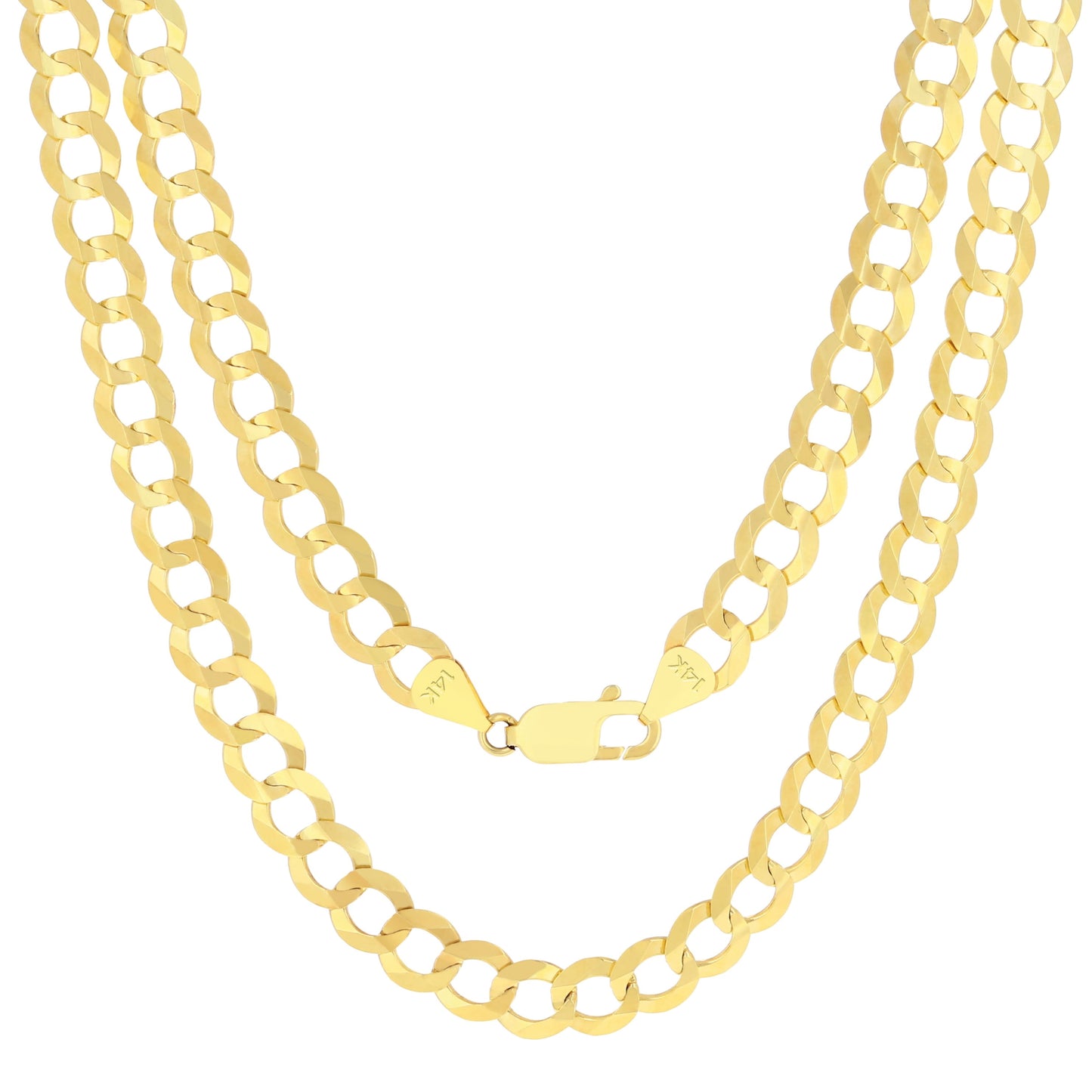 14K Real Yellow Gold Solid Cuban Curb Link 8Mm Chain Necklace (18"-30") Italian Jewelry for Men