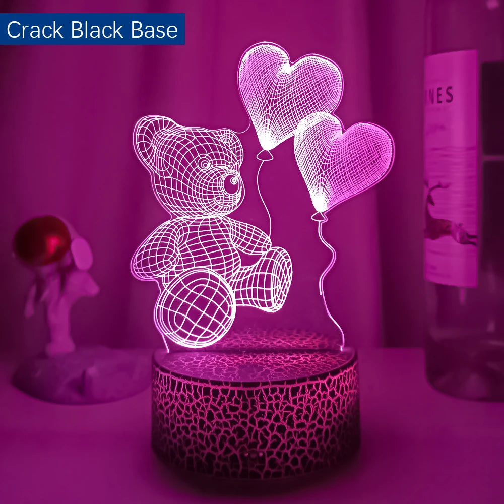 3D Night Light Desktop Decoration LED Lamp Bedroom Decor for Valentine'S Day Gift Room Lights Wedding Accessories Dropshipping