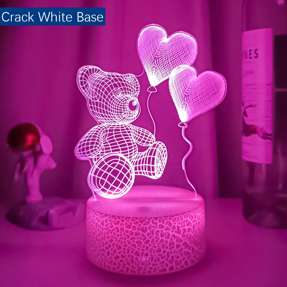 3D Night Light Desktop Decoration LED Lamp Bedroom Decor for Valentine'S Day Gift Room Lights Wedding Accessories Dropshipping