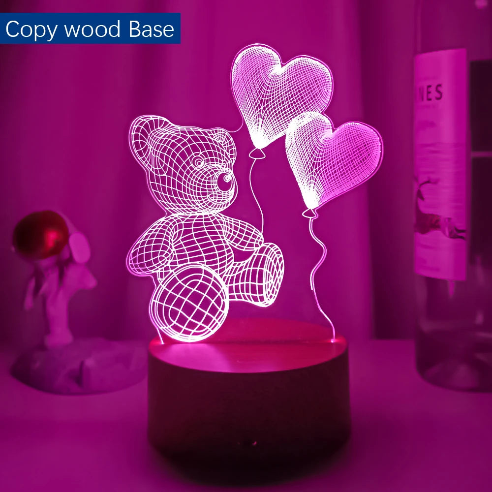 3D Night Light Desktop Decoration LED Lamp Bedroom Decor for Valentine'S Day Gift Room Lights Wedding Accessories Dropshipping