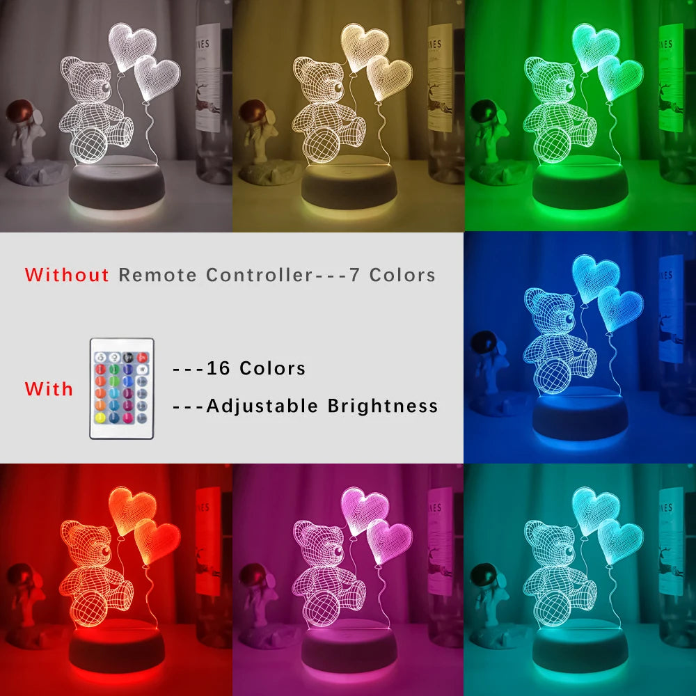 3D Night Light Desktop Decoration LED Lamp Bedroom Decor for Valentine'S Day Gift Room Lights Wedding Accessories Dropshipping