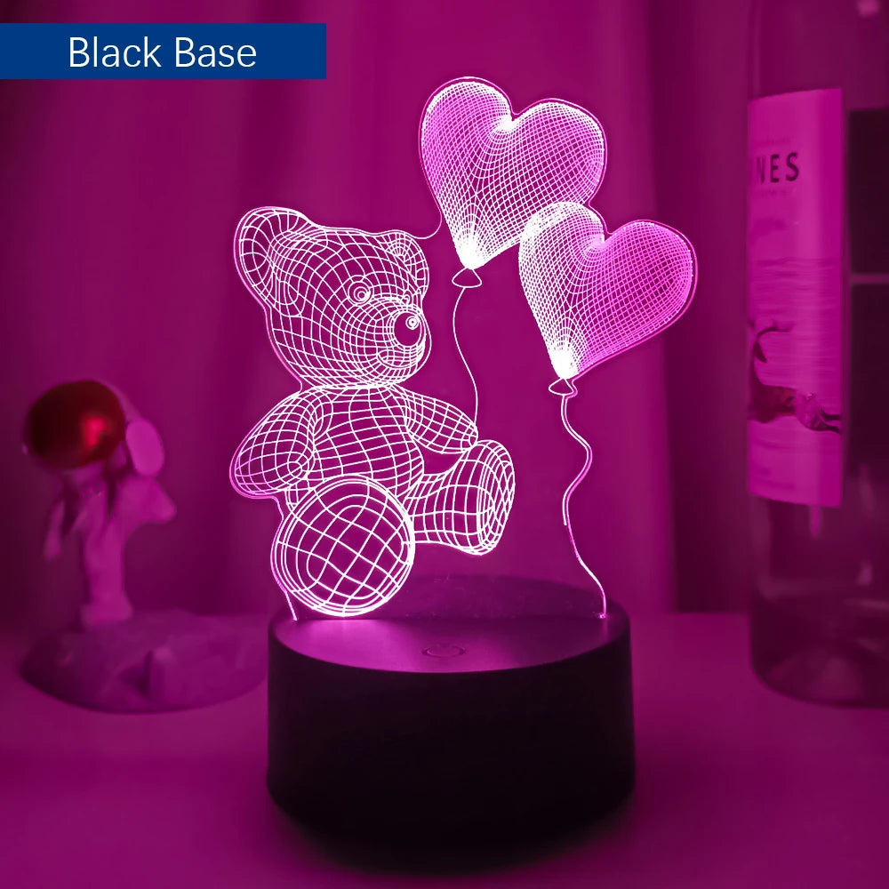 3D Night Light Desktop Decoration LED Lamp Bedroom Decor for Valentine'S Day Gift Room Lights Wedding Accessories Dropshipping