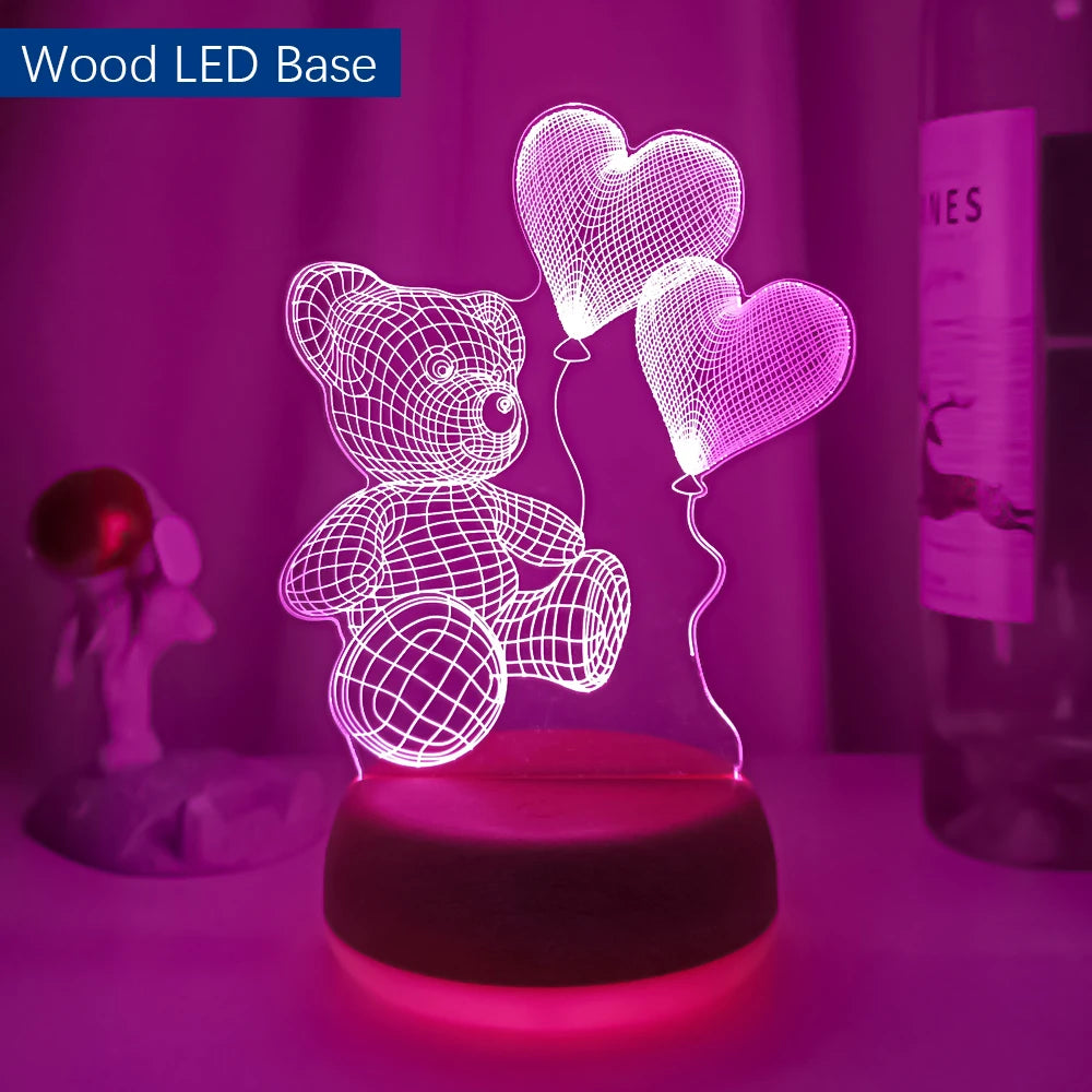 3D Night Light Desktop Decoration LED Lamp Bedroom Decor for Valentine'S Day Gift Room Lights Wedding Accessories Dropshipping