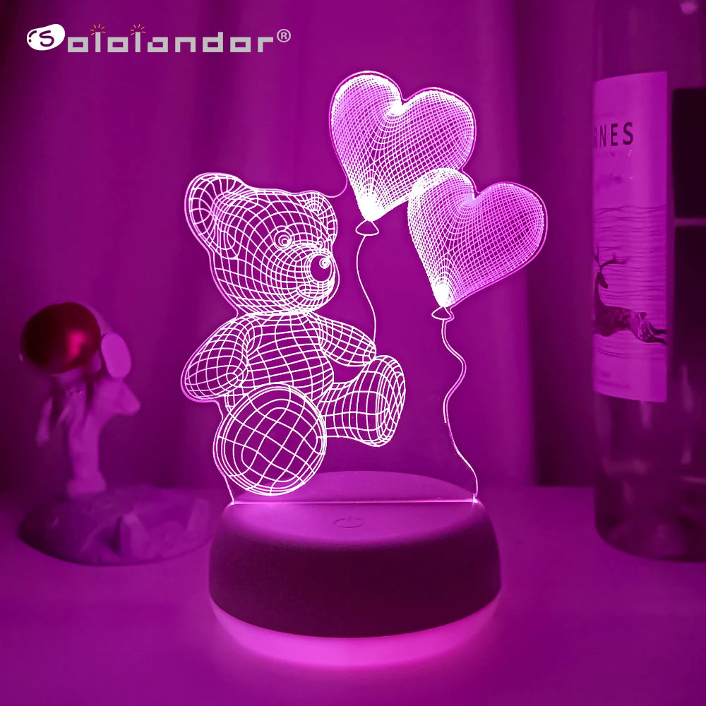 3D Night Light Desktop Decoration LED Lamp Bedroom Decor for Valentine'S Day Gift Room Lights Wedding Accessories Dropshipping