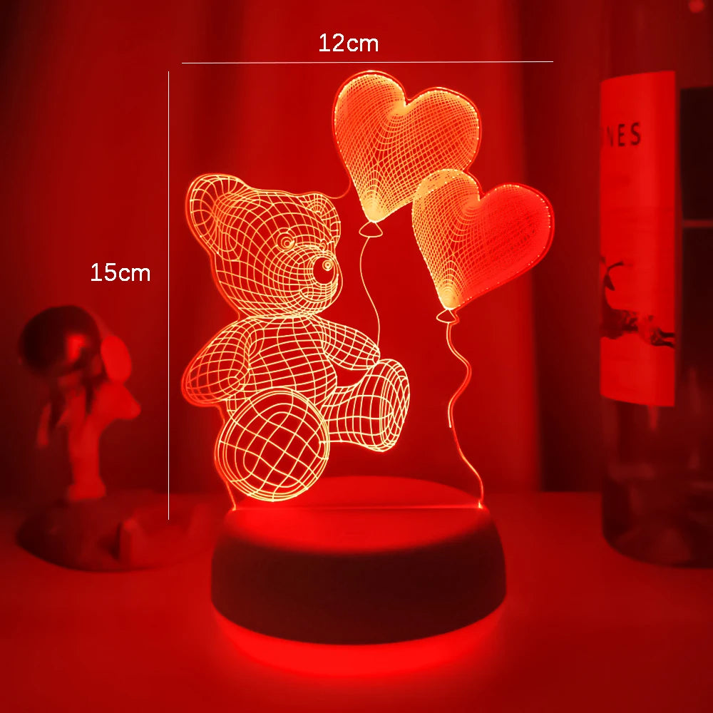 3D Night Light Desktop Decoration LED Lamp Bedroom Decor for Valentine'S Day Gift Room Lights Wedding Accessories Dropshipping