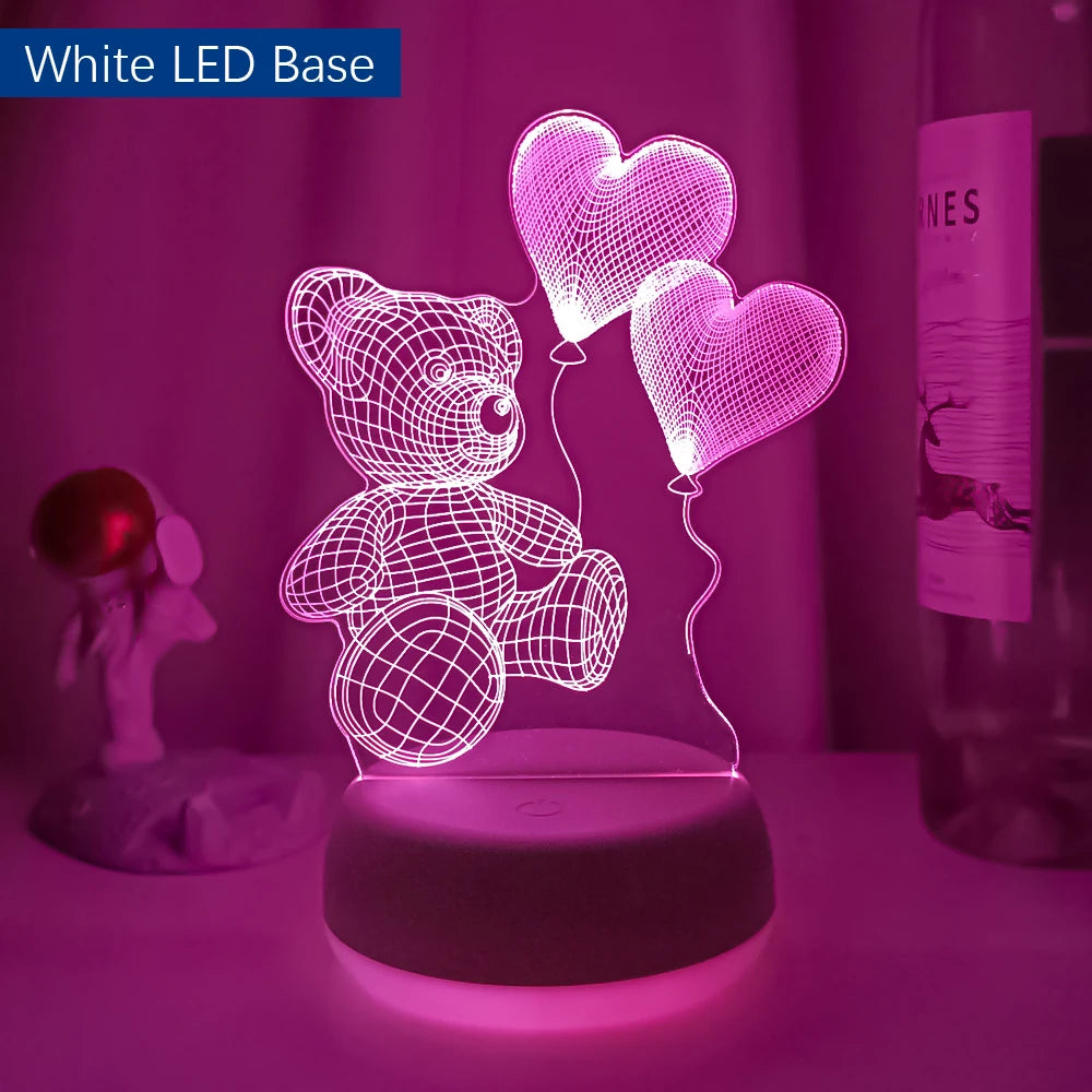 3D Night Light Desktop Decoration LED Lamp Bedroom Decor for Valentine'S Day Gift Room Lights Wedding Accessories Dropshipping