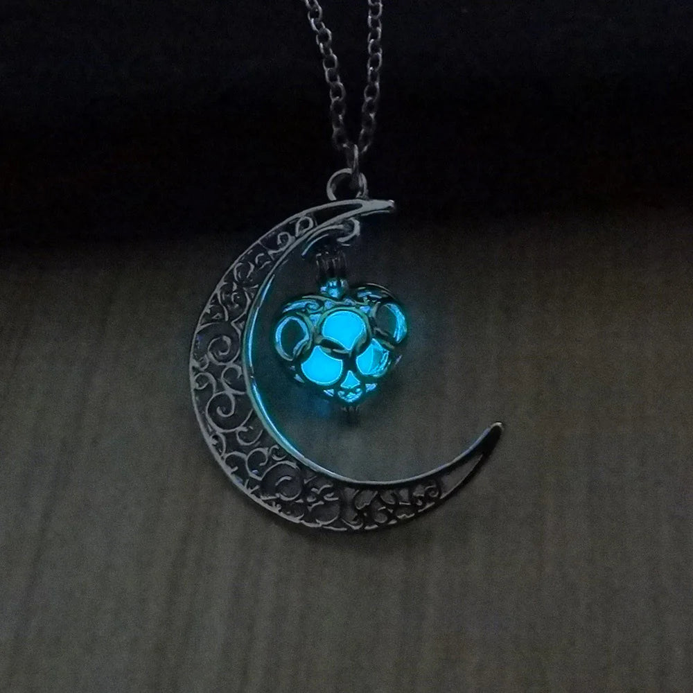 Glowing Moon Chain Pendant Necklaces