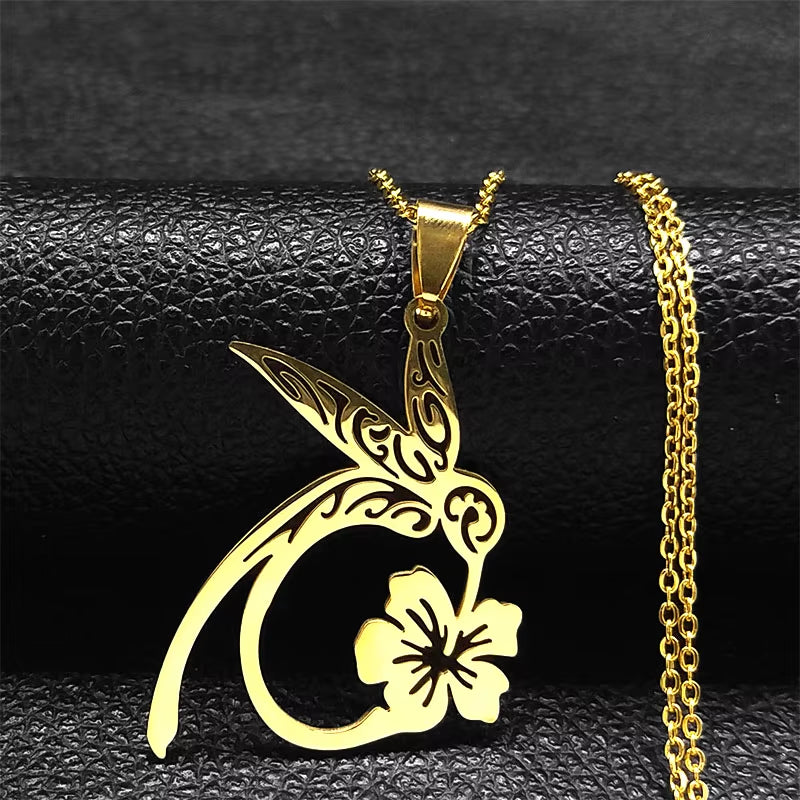 Hummingbird Pendant Stainless Steel Necklaces for Women Bird Necklace Hummingbird Colibri Jewelry Acero Inoxidable Joyeria N742