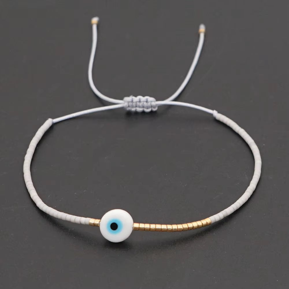 Easter Eye Rainbow Bracelet Tiny String Simple Bracelets Adjustable for Women Men Miyuki Beads Proetction Luck Multicolor