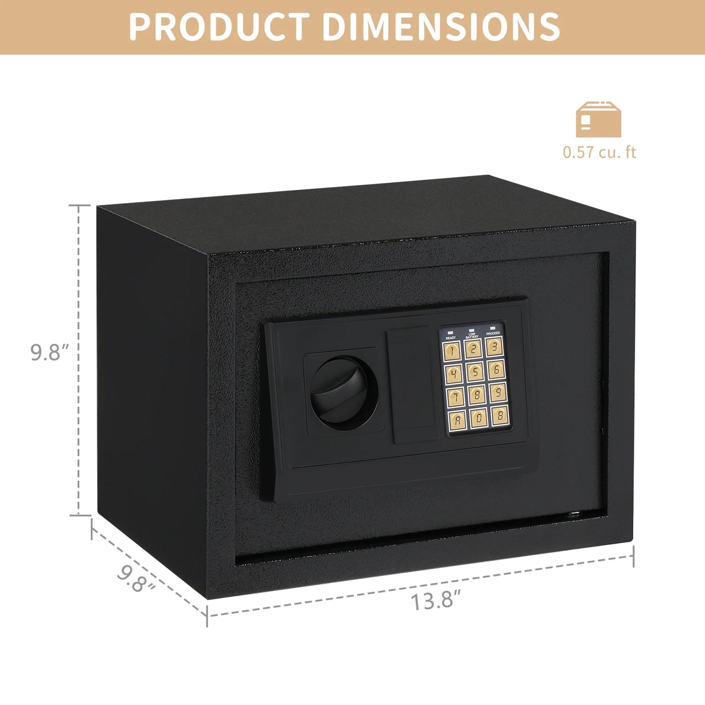Safe Box 0.57 Cubic Feet Electronic Digital Safety Box, Keypad Lock Box, Office Hotel Home Safes