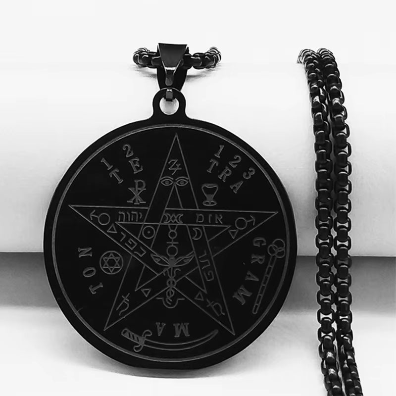 Seven Archangels Amulet Stainless Steel Necklaces Men Seal of Solomon Talisman Necklace Protection Jewelry Collar Hombre N1162S2