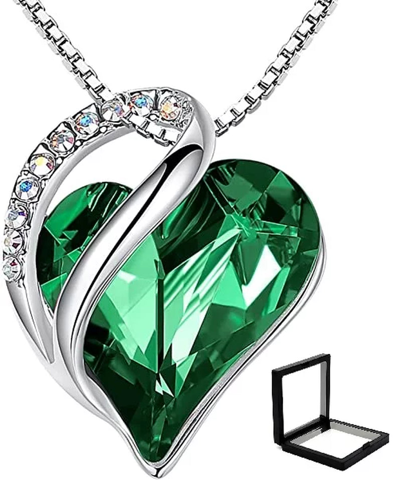 Womens Silver Plated Infinity Love Heart Pendant Necklace with Birthstone Crystals, Jewelry Gifts for Her, Anniversary Birthday Mother'S Necklaces for Wife Mom