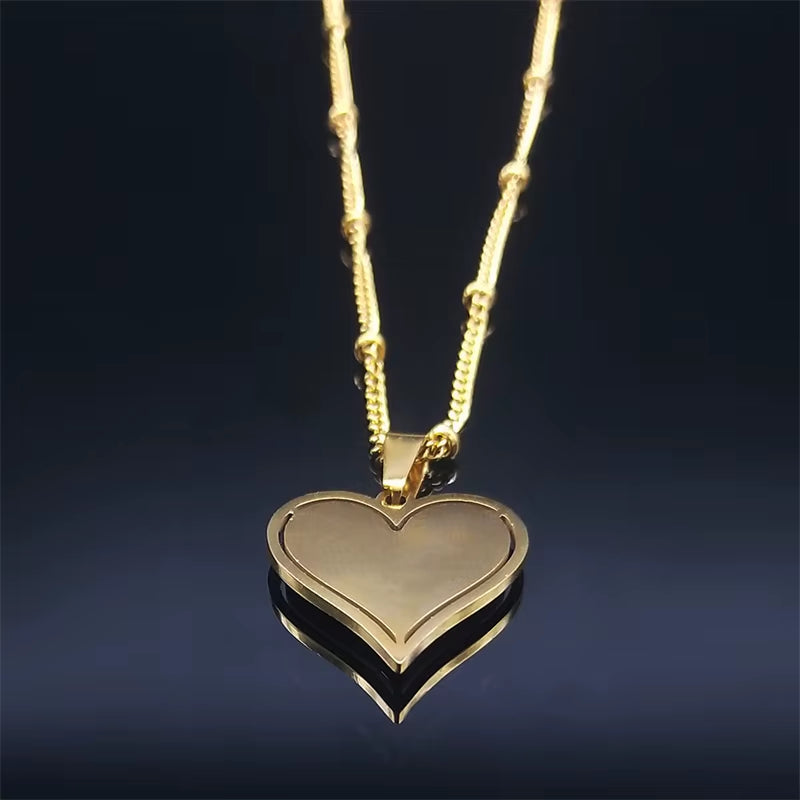 Elegant Black Crystal Heart Pendant Necklace for Women Stainless Steel Gold Color Small Exquisite Choker Chain Jewelry N8261S01