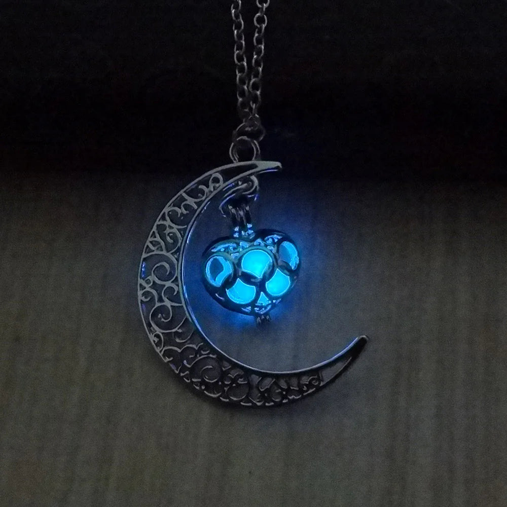Glowing Moon Chain Pendant Necklaces