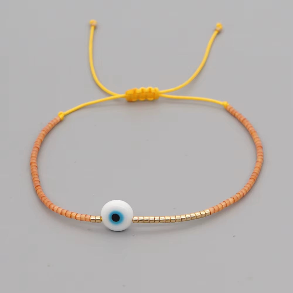 Easter Eye Rainbow Bracelet Tiny String Simple Bracelets Adjustable for Women Men Miyuki Beads Proetction Luck Multicolor