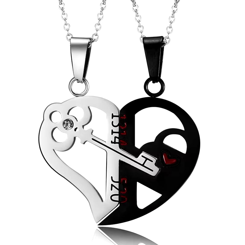 Korean Fashion Magnetic Couple Necklace for Lovers Gothic Punk Heart Pendant Necklace for Men Women Necklaces Party Gift Jewelry