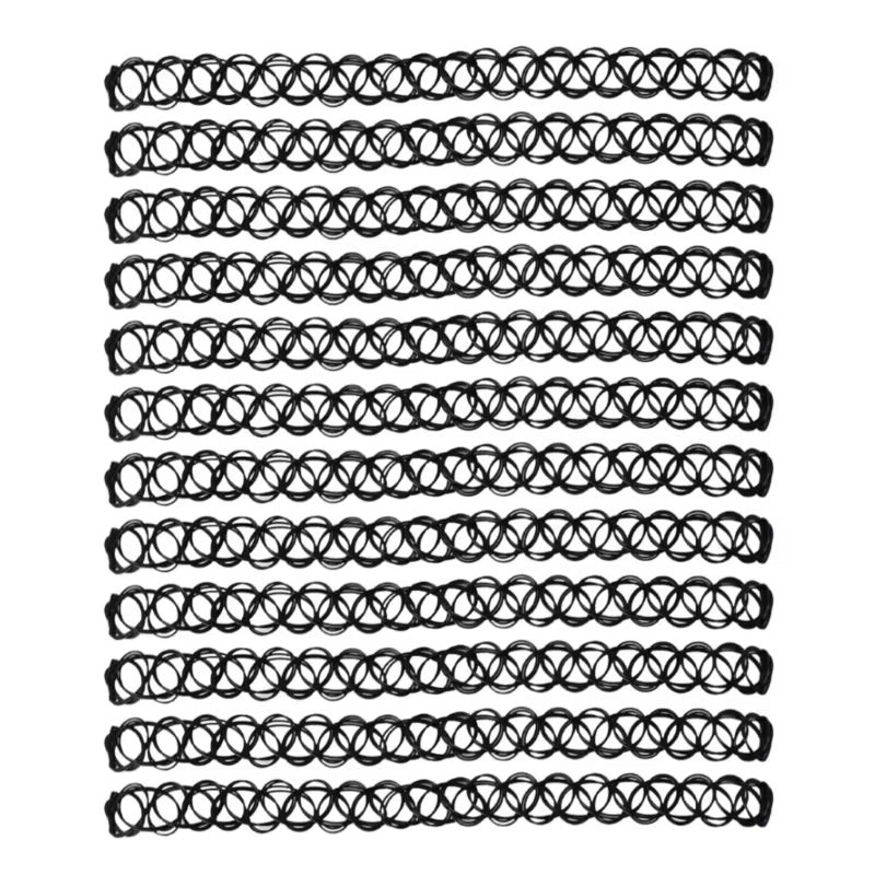 12 Pieces Vintage Hippy Stretch Tattoo Choker Necklaces Elastic Chocker Necklace Plastic Fishing Line Tattoo Necklaces
