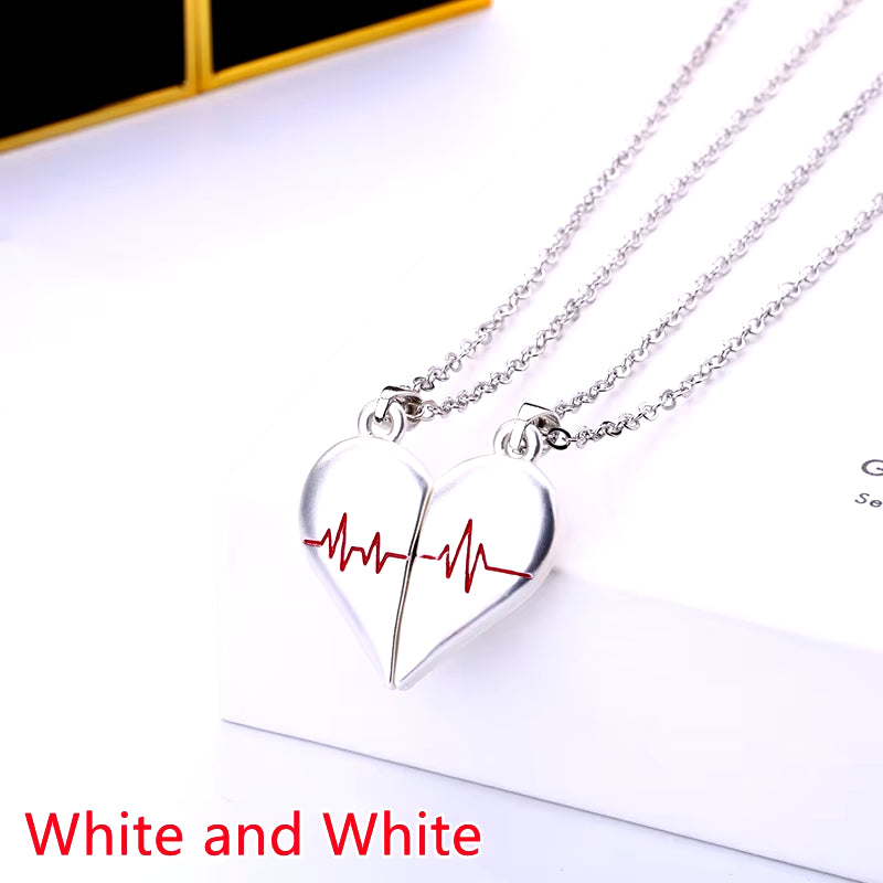 Korean Fashion Magnetic Couple Necklace for Lovers Gothic Punk Heart Pendant Necklace for Men Women Necklaces Party Gift Jewelry