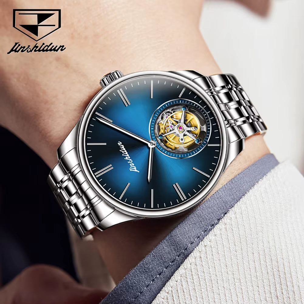 Tourbillon Watch  Men'S Watch Sapphire Mirror Stainless Steel 50M Waterproof Original Automatic Mechanical Watch for Men