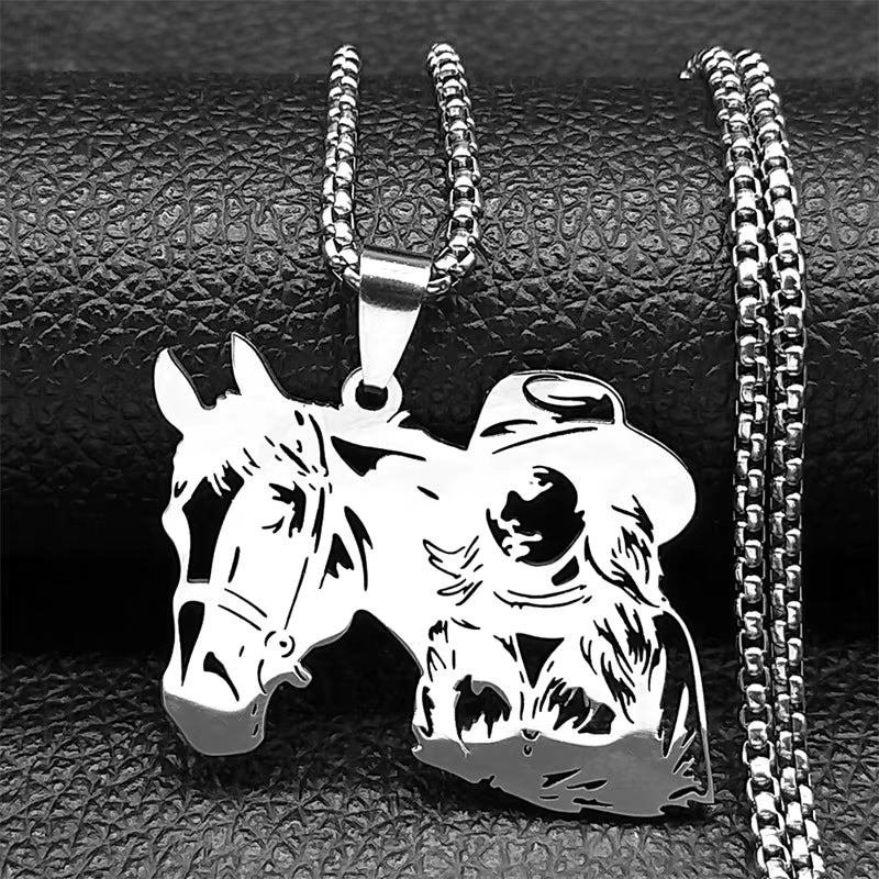 Horse Head Pendant Necklace for Women/Men Stainless Steel Animal Accessories Chain Necklaces Gift Jewelry Colar Masculino N2026
