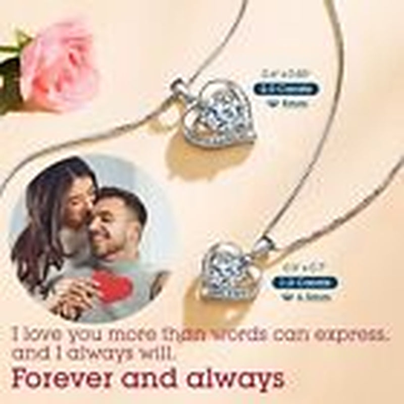 Heart Pendant Necklace Gifts for Wife, Engraved 'I LOVE YOU' Gift 2.0 Carats