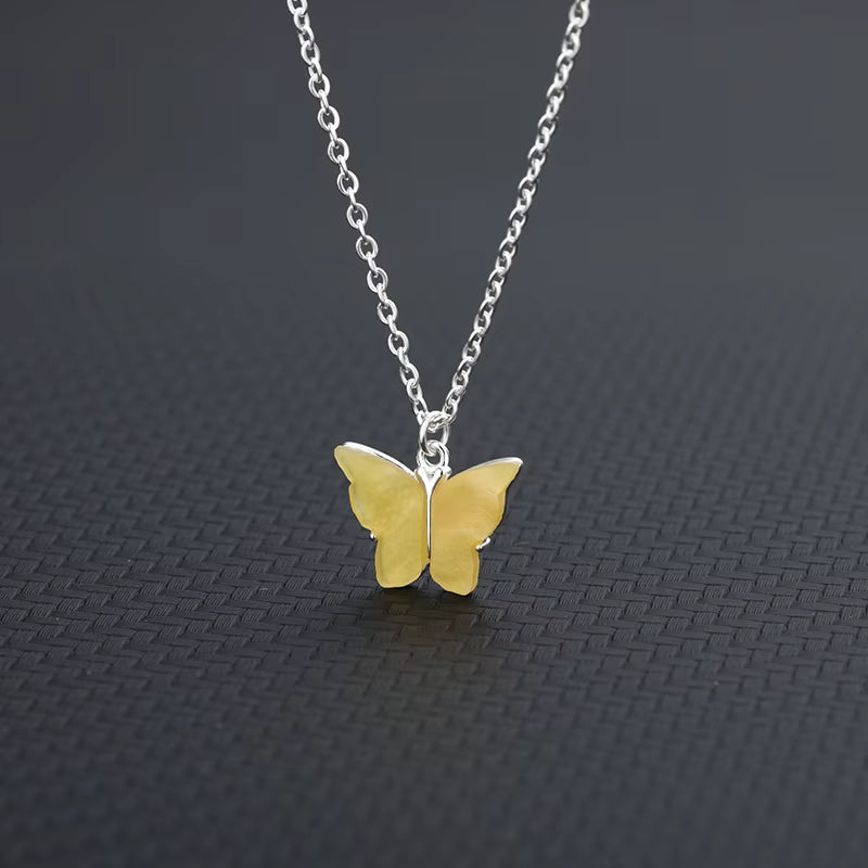 Cute Butterfly Necklaces for Women Acrylic Color Clavicle Choker Necklaces 2021 Fashion Boho Jewelry Collares Bijoux Femme