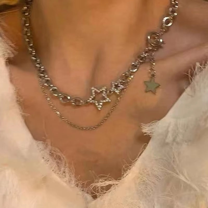 Elegant Heart Shaped Zircon Pendant Necklace Fashion Multilayer Magnetic Clasp Clavicle Chain for Women New Party Gift Jewelry