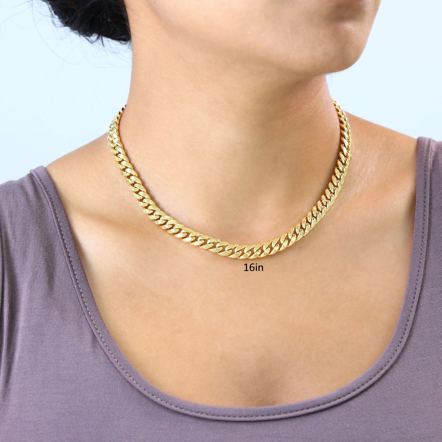 14K Real Yellow Gold Miami Cuban Link 7.5Mm Chain Necklace (16"-30") Italian Jewelry for Men & Women