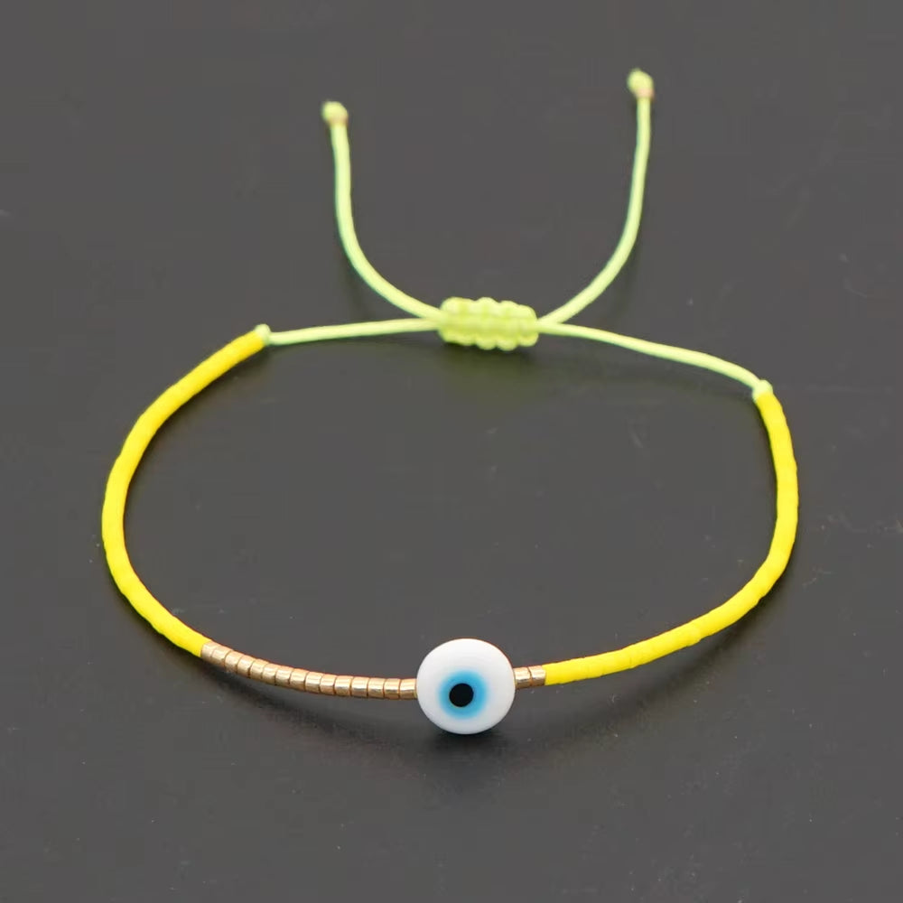 Easter Eye Rainbow Bracelet Tiny String Simple Bracelets Adjustable for Women Men Miyuki Beads Proetction Luck Multicolor
