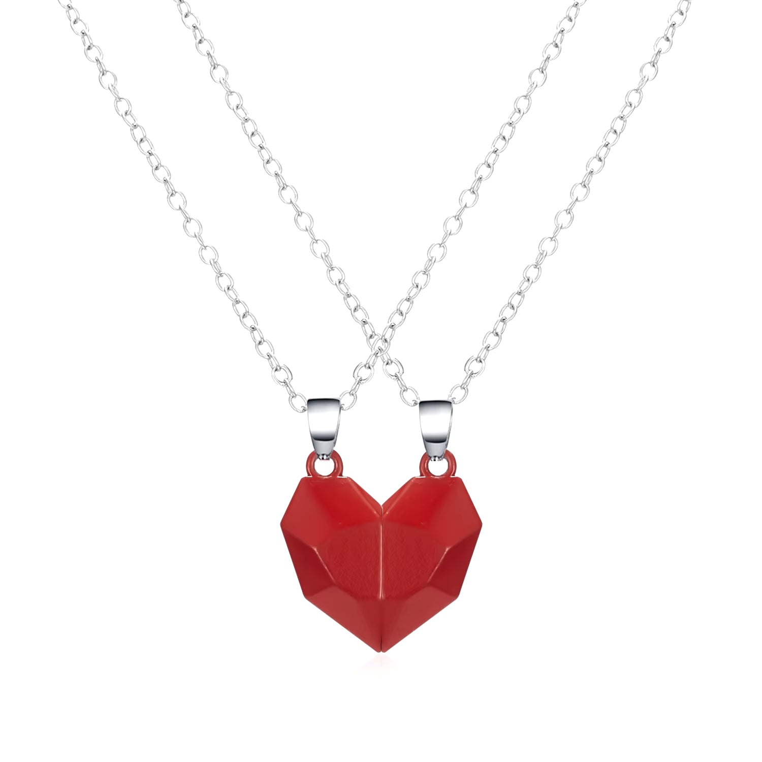 Korean Fashion Magnetic Couple Necklace for Lovers Gothic Punk Heart Pendant Necklace for Men Women Necklaces Party Gift Jewelry