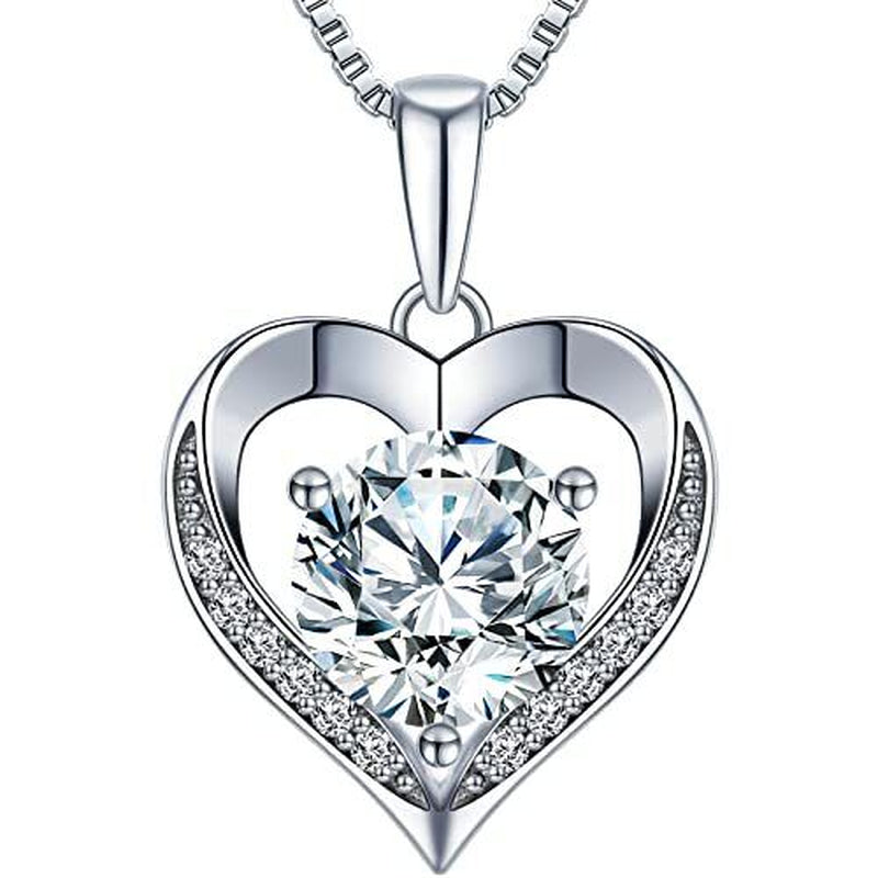 Heart Pendant Necklace Gifts for Wife, Engraved 'I LOVE YOU' Gift 2.0 Carats