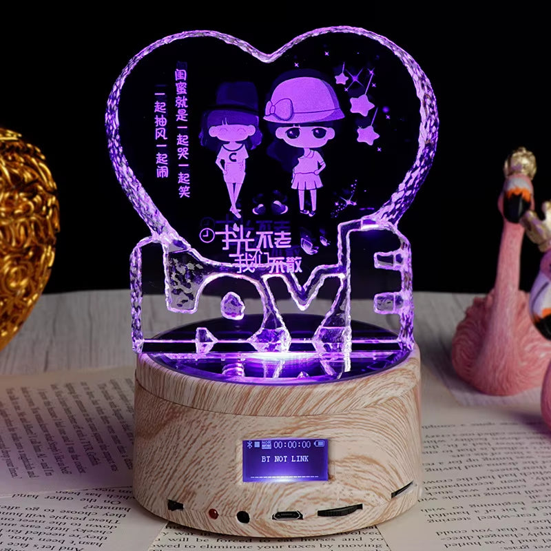 Rgb Lamp Love Crystal Custom 3D Laser Etched Photo Frame Engrave Crystal Glass Wedding Birthday Gift for Mom and Wife Lover