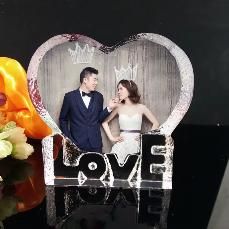 Color Love Crystal Photo Gifts Custom Picture Night Lamp Bluetooth Rotating Turntable Music Player Wedding Valentine'S Day Gift