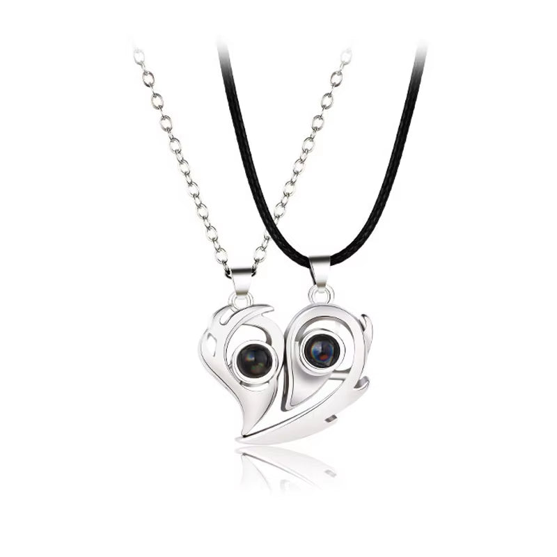 Korean Fashion Magnetic Couple Necklace for Lovers Gothic Punk Heart Pendant Necklace for Men Women Necklaces Party Gift Jewelry