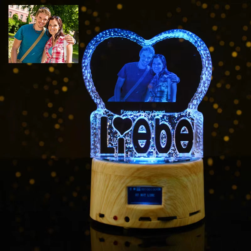 Rgb Lamp Love Crystal Custom 3D Laser Etched Photo Frame Engrave Crystal Glass Wedding Birthday Gift for Mom and Wife Lover