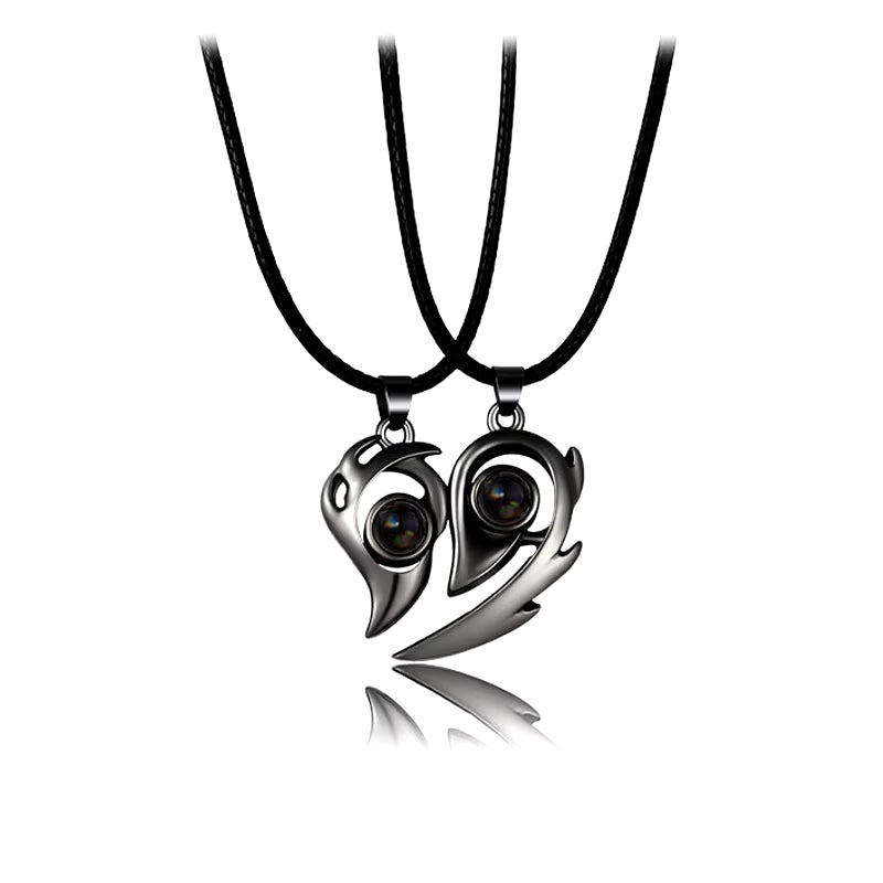 Korean Fashion Magnetic Couple Necklace for Lovers Gothic Punk Heart Pendant Necklace for Men Women Necklaces Party Gift Jewelry