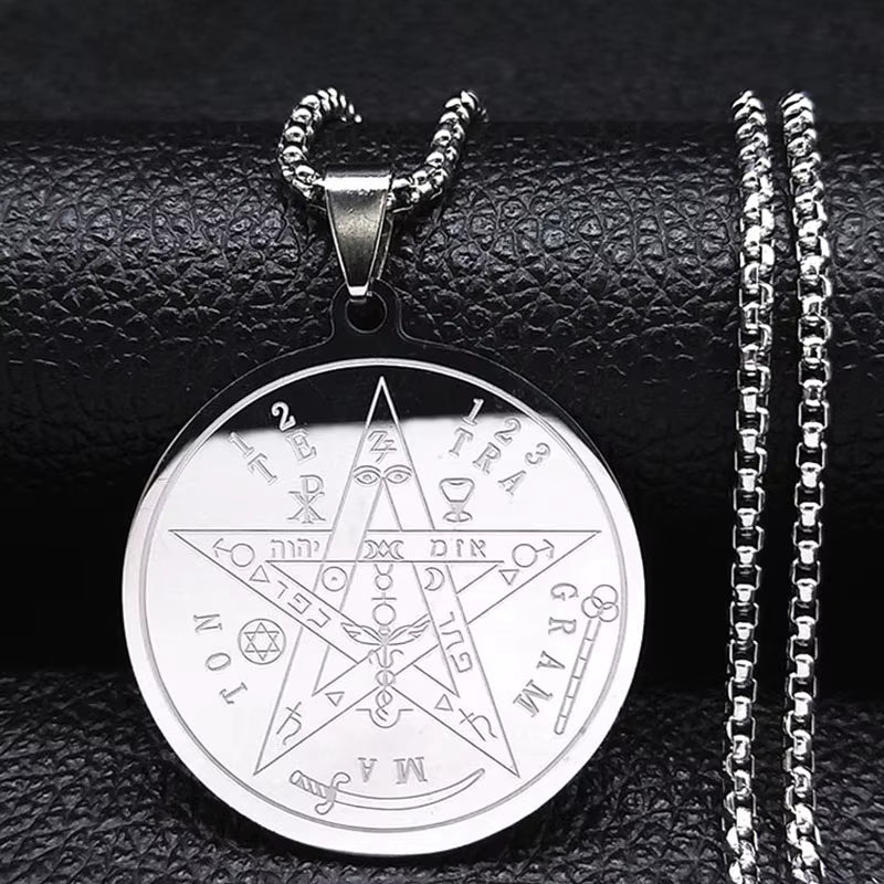 Seven Archangels Amulet Stainless Steel Necklaces Men Seal of Solomon Talisman Necklace Protection Jewelry Collar Hombre N1162S2