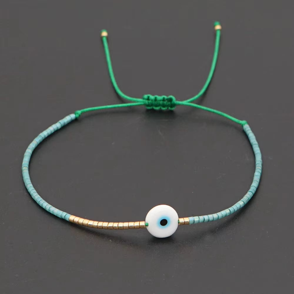Easter Eye Rainbow Bracelet Tiny String Simple Bracelets Adjustable for Women Men Miyuki Beads Proetction Luck Multicolor