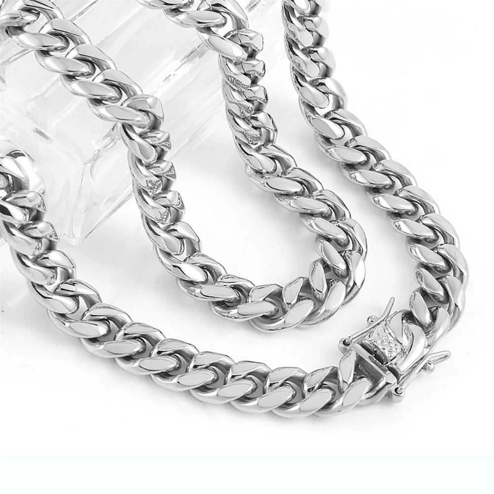 Cuban Link Chain Necklace Gold Stainless Steel Hip Hop Men Women