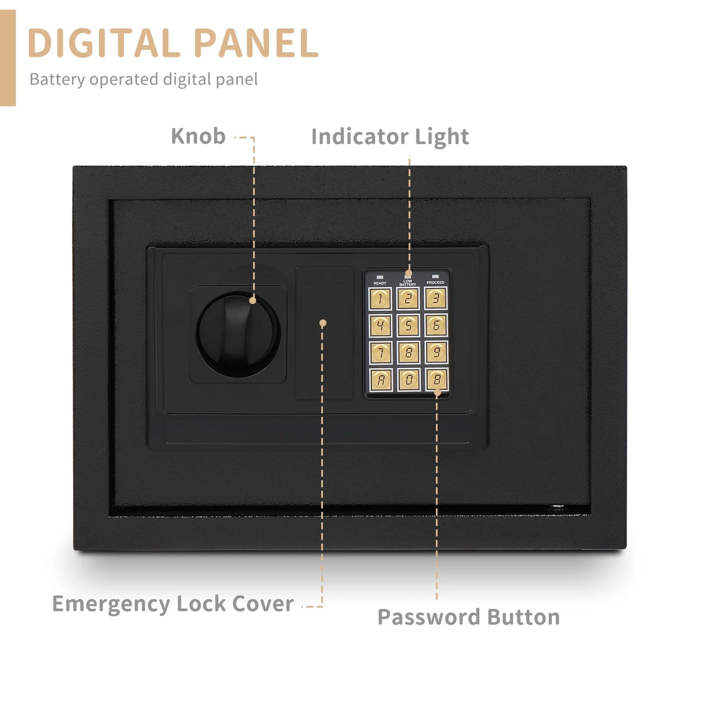 Safe Box 0.57 Cubic Feet Electronic Digital Safety Box, Keypad Lock Box, Office Hotel Home Safes